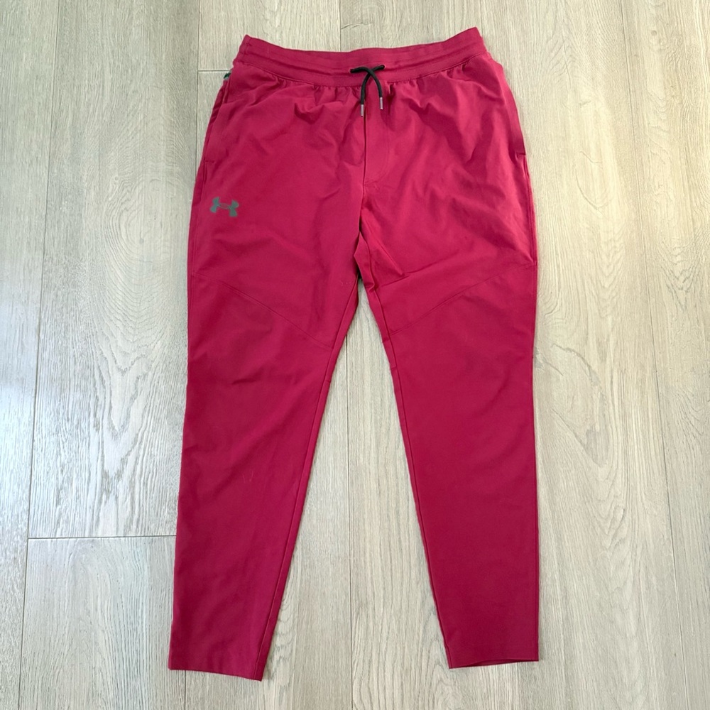 Under Armour Red Woven Tapered Leg Pants Drawstring XL
